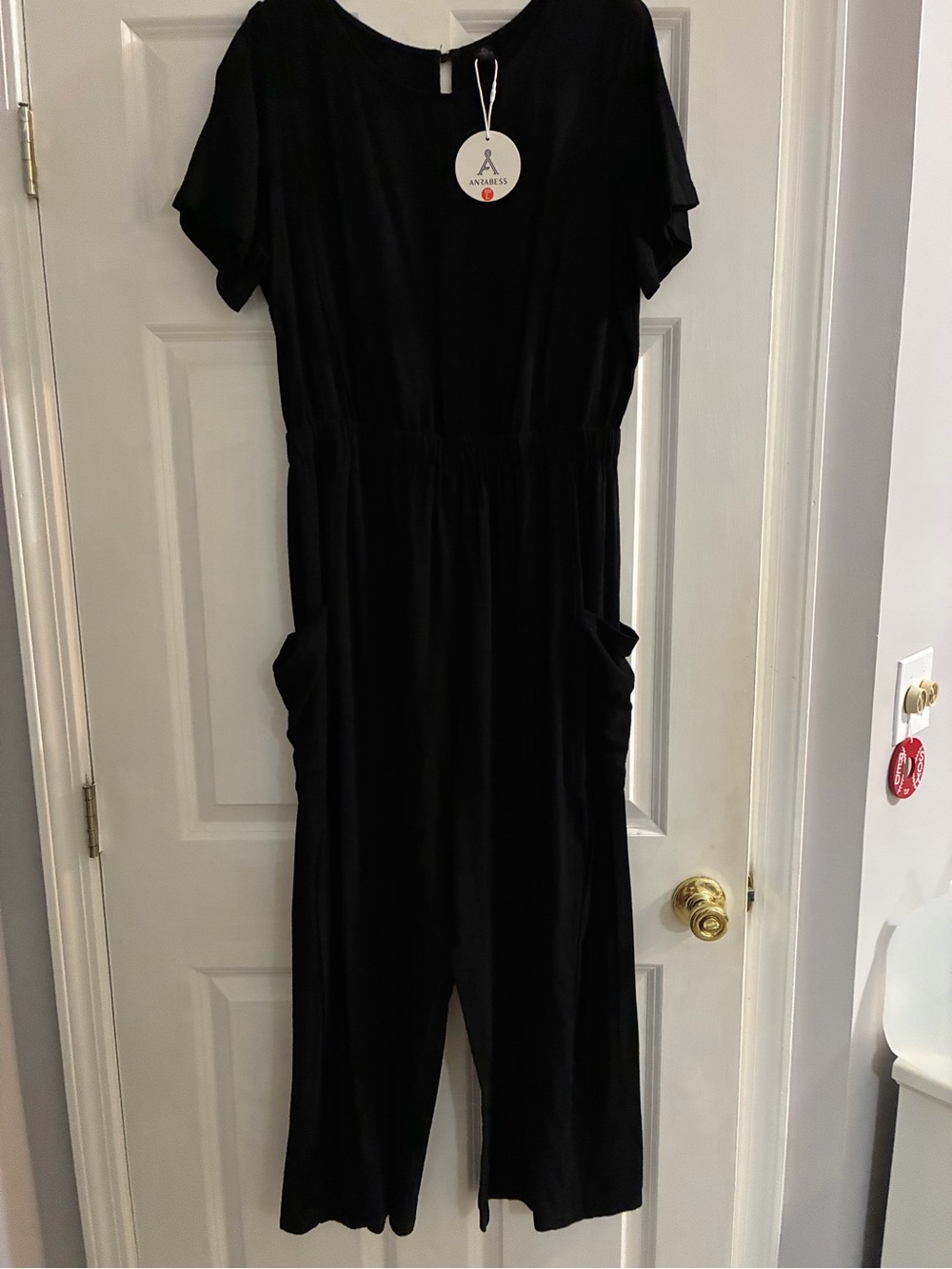 Anrabess NWT  Short-Sleeve Linen Women's Jumpsuit  and Beautiful Crochet Duster